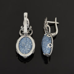 Серьги коралл синий Индонезия (серебро 925 пр.)