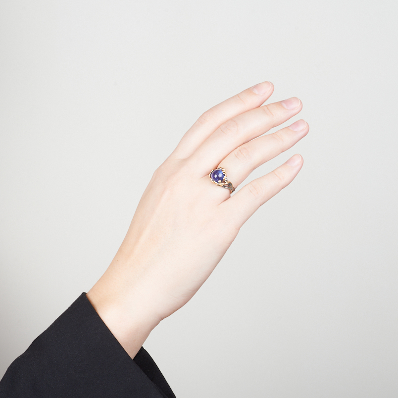 Кольцо танзанит Танзания (серебро 925 пр. позолота, родир. черн.) размер 17,5