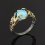 Кольцо бирюза Казахстан (серебро 925 пр. позолота, родир. черн.) размер 17,5