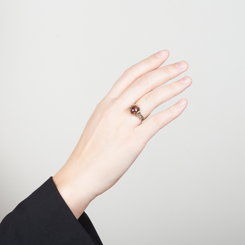 Кольцо турмалин розовый (рубеллит) Бразилия (серебро 925 пр. позолота, родир. черн.) размер 17,5