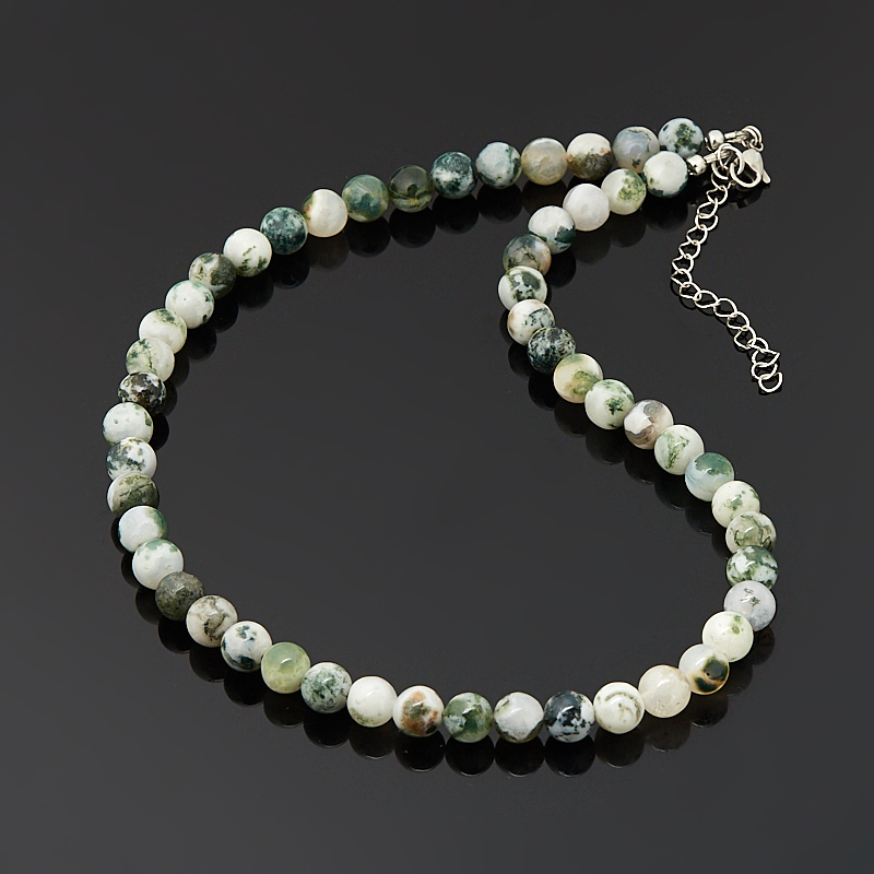 Бусы агат древесный Индия (биж. сплав, сталь хир.) 8 мм 42 см (+7 см)