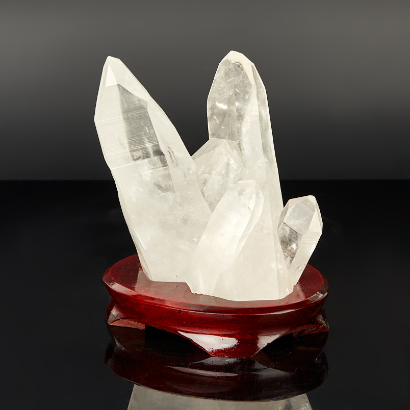 Кристалл кварц лемурийский Бразилия 12-16&nbsp;см (сросток, на подставке)