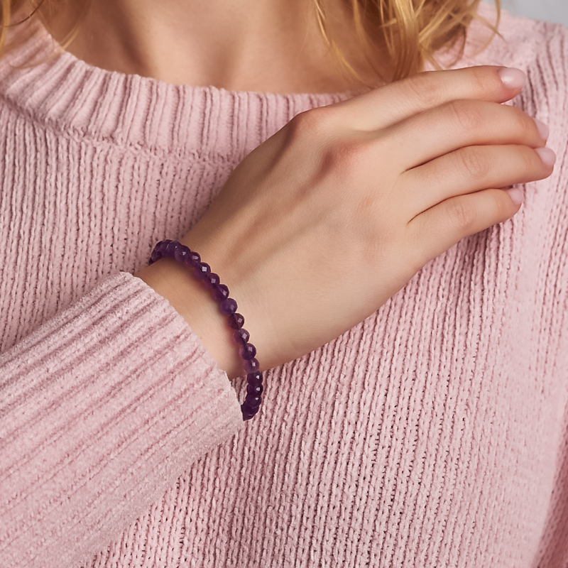 Браслет аметист Бразилия огранка 6&nbsp;мм 18&nbsp;см