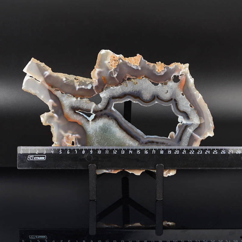 Срез агат серый Бразилия от 20&nbsp;см (на подставке)