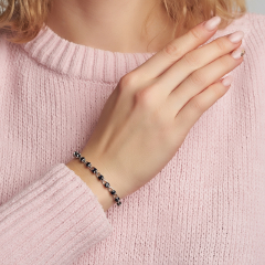 Браслет сапфир Индия (серебро 925 пр. родир. бел.) огранка 4 мм 17 см (+4 см)