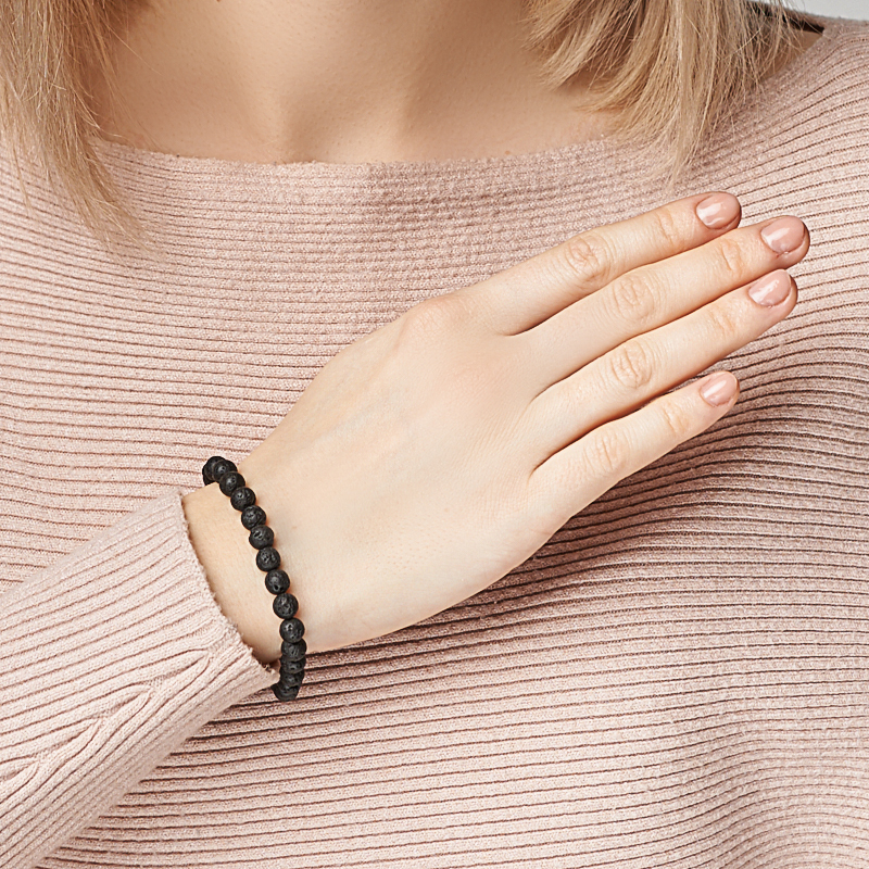 Браслет вулканическая лава Бразилия 6 мм 18 см