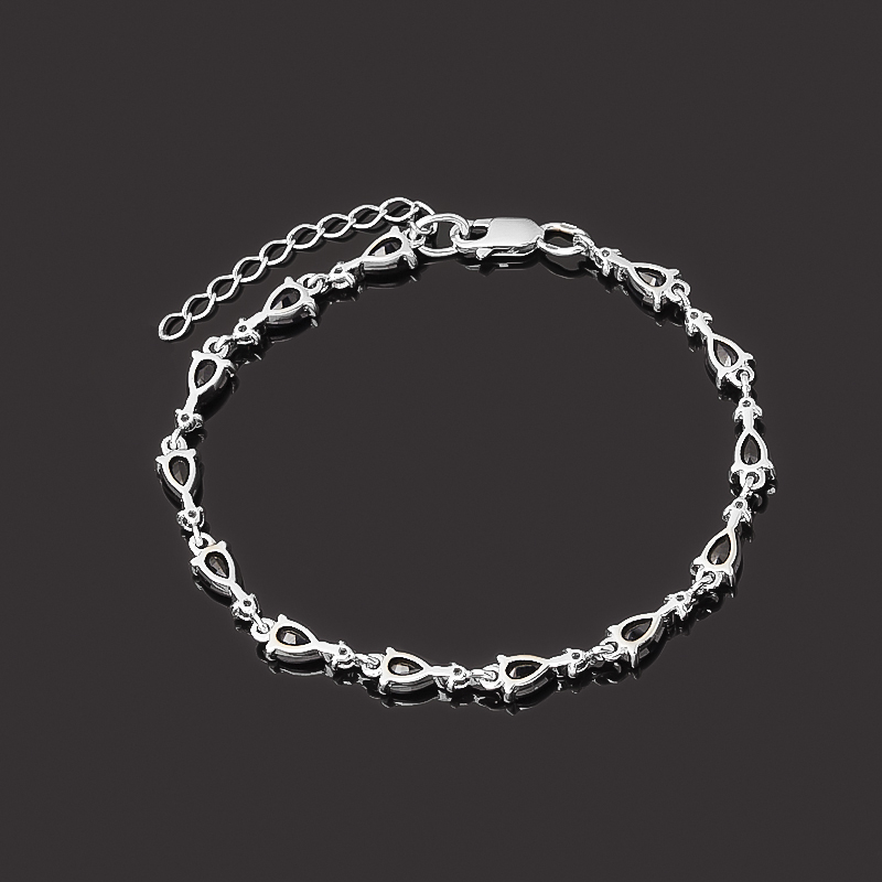 Браслет сапфир Индия (серебро 925 пр. родир. бел.) огранка 17&nbsp;см (+4&nbsp;см)