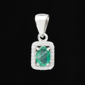 Кулон изумруд Колумбия (серебро 925 пр. родир. бел.) прямоугольник огранка