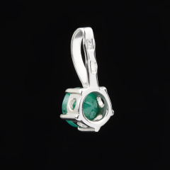Кулон изумруд Колумбия (серебро 925 пр. родир. бел.) круг огранка