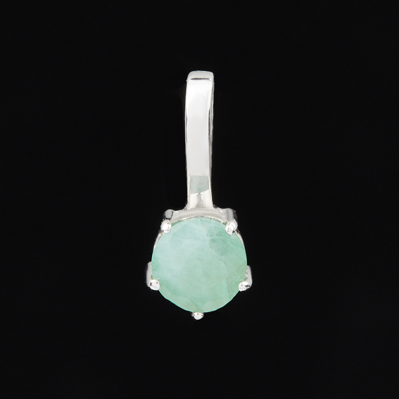 Кулон изумруд Колумбия (серебро 925 пр. родир. бел.) круг огранка