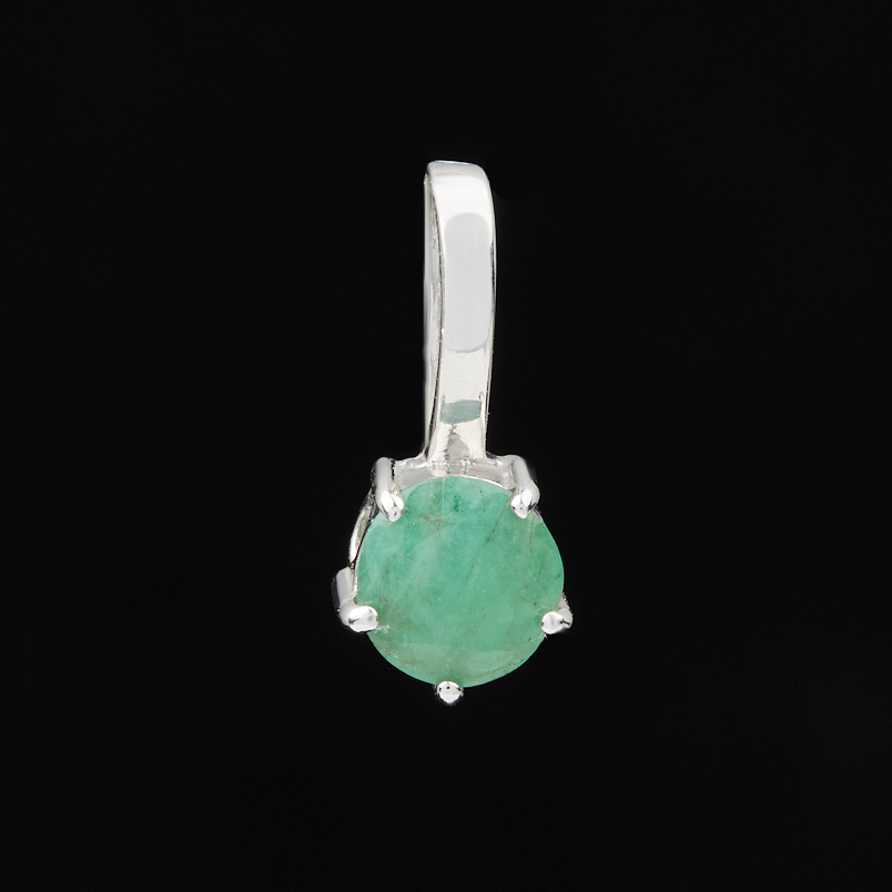 Кулон изумруд Колумбия (серебро 925 пр. родир. бел.) круг огранка