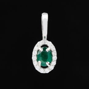 Кулон изумруд Колумбия (серебро 925 пр. родир. бел.) овал огранка