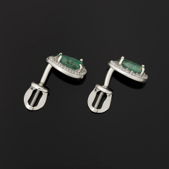 Серьги изумруд Колумбия (серебро 925 пр. родир. бел.) пуссеты огранка