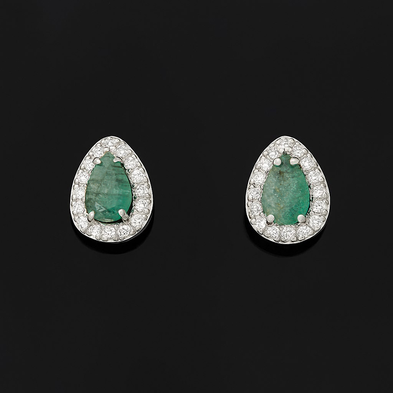 Серьги изумруд Колумбия (серебро 925 пр. родир. бел.) пуссеты огранка