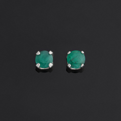 Серьги изумруд Колумбия (серебро 925 пр. родир. бел.) пуссеты огранка