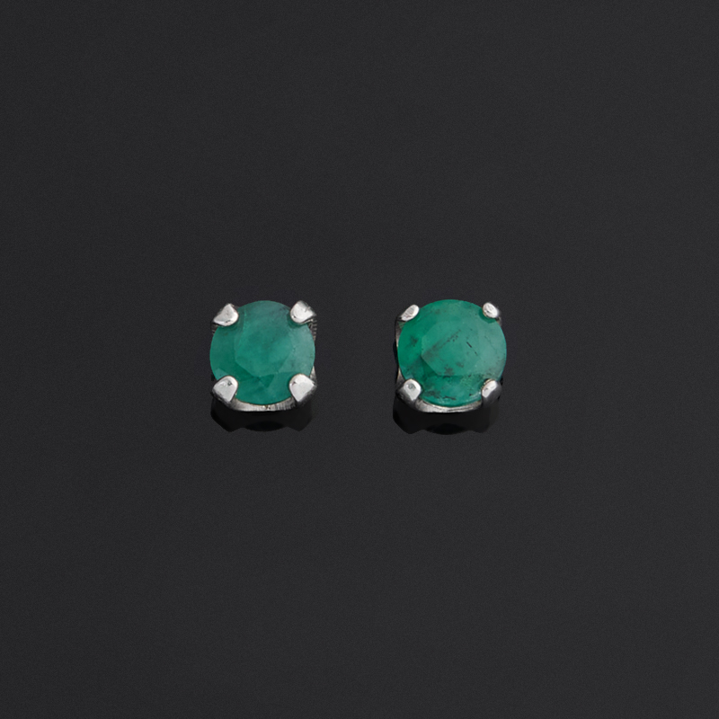 Серьги изумруд Колумбия (серебро 925 пр. родир. бел.) пуссеты огранка