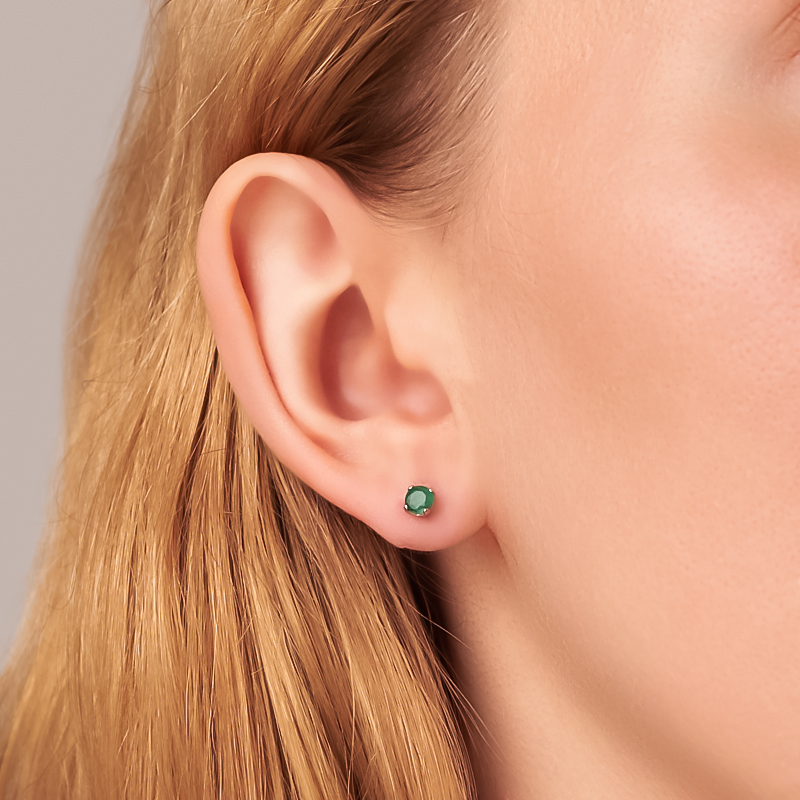 Серьги изумруд Колумбия (серебро 925 пр. родир. бел.) пуссеты огранка