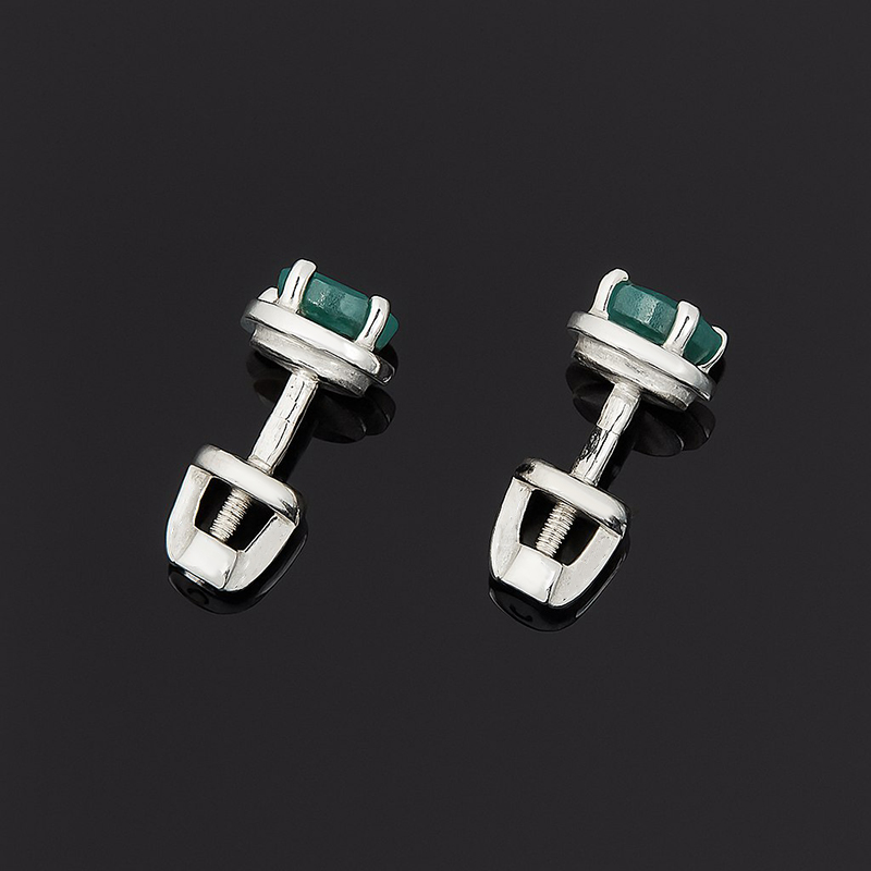 Серьги изумруд Колумбия (серебро 925 пр. родир. бел.) пуссеты огранка