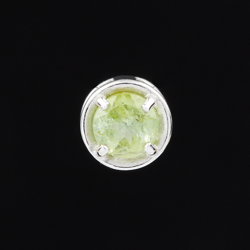 Кулон турмалин зеленый (верделит) Бразилия огранка (серебро 925 пр. родир. бел.)