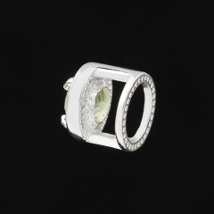 Кулон турмалин зеленый (верделит) Бразилия огранка (серебро 925 пр. родир. бел.)