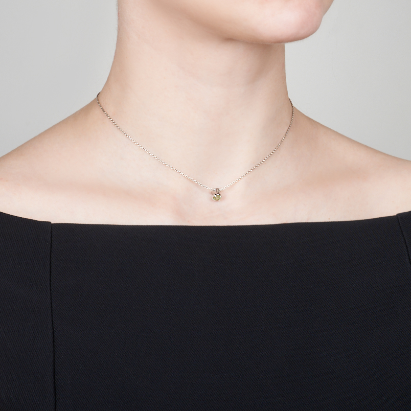 Кулон турмалин зеленый (верделит) Бразилия огранка (серебро 925 пр. родир. бел.)