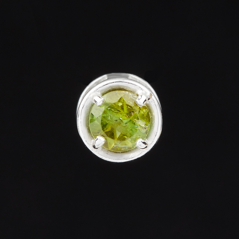 Кулон турмалин зеленый (верделит) Бразилия огранка (серебро 925 пр. родир. бел.)