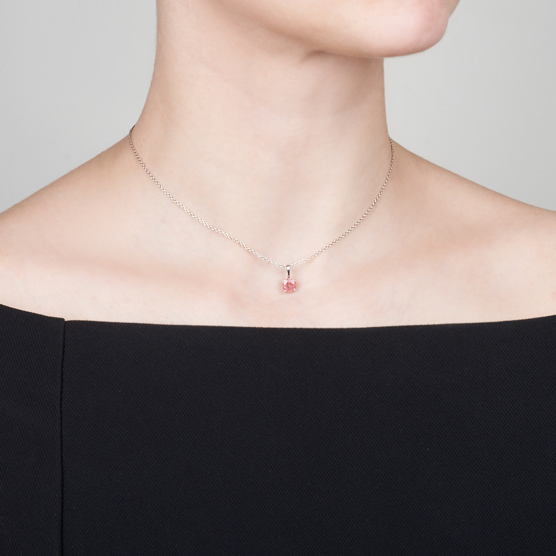 Кулон турмалин розовый (рубеллит) Бразилия (серебро 925 пр. родир. бел.) огранка