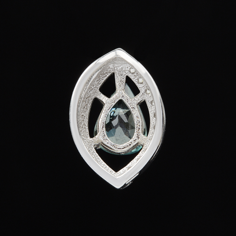 Кулон турмалин голубой (индиголит) Бразилия (серебро 925 пр. родир. бел.) огранка