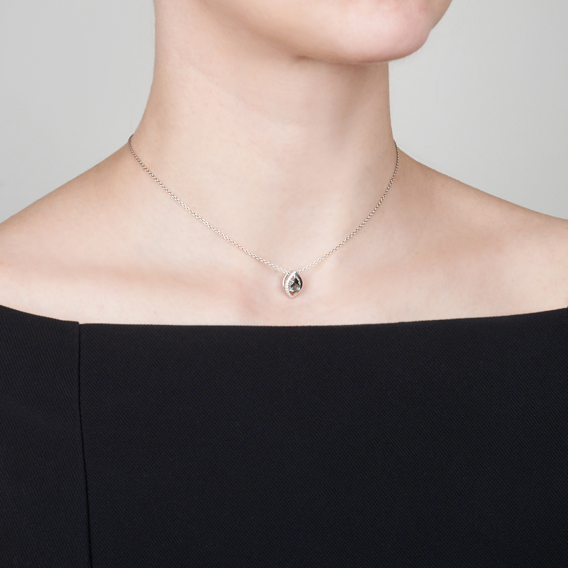 Кулон турмалин голубой (индиголит) Бразилия (серебро 925 пр. родир. бел.) огранка