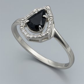 Кольцо сапфир Индия (серебро 925 пр. родир. бел.) огранка размер 18