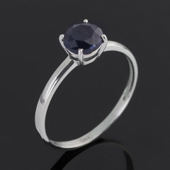 Кольцо сапфир Индия (серебро 925 пр. родир. бел.) огранка размер 18,5