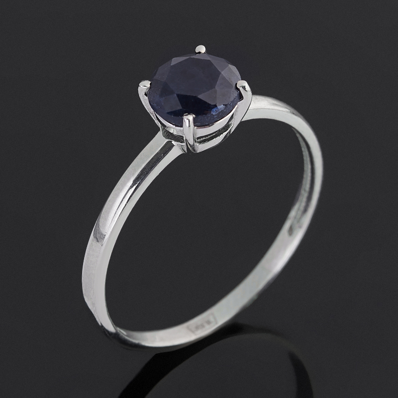 Кольцо сапфир Индия (серебро 925 пр. родир. бел.) огранка размер 18,5