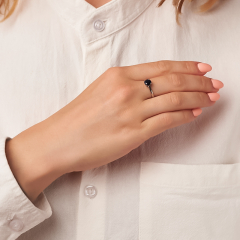 Кольцо сапфир Индия (серебро 925 пр. родир. бел.) огранка размер 18,5