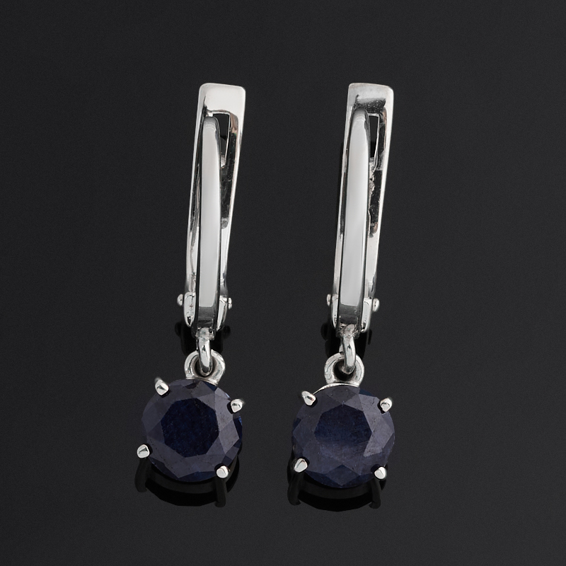 Серьги сапфир Индия (серебро 925 пр. родир. бел.) огранка