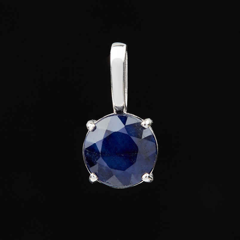 Кулон сапфир Индия (серебро 925 пр. родир. бел.) огранка