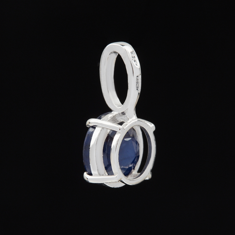 Кулон сапфир Индия (серебро 925 пр. родир. бел.) огранка