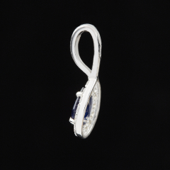 Кулон сапфир Индия (серебро 925 пр. родир. бел.) огранка