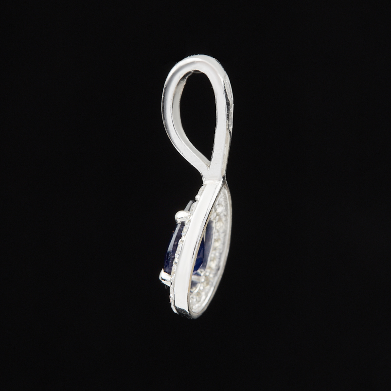 Кулон сапфир Индия (серебро 925 пр. родир. бел.) огранка