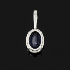 Кулон сапфир Индия (серебро 925 пр. родир. бел.) овал огранка