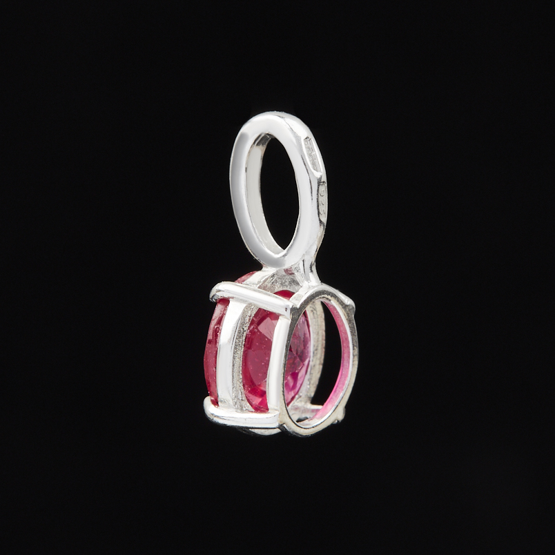 Кулон рубин Мьянма круг огранка (серебро 925 пр. родир. бел.)