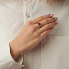 Кольцо рубин Мьянма огранка (серебро 925 пр. родир. бел.) размер 18