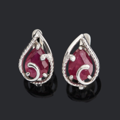 Серьги рубин Мьянма (серебро 925 пр. родир. бел.) огранка
