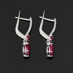 Серьги рубин Мьянма (серебро 925 пр. родир. бел.) огранка