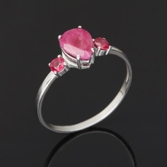 Кольцо рубин Мьянма (серебро 925 пр. родир. бел.) огранка размер 19