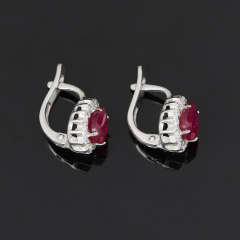 Серьги рубин Мьянма (серебро 925 пр. родир. бел.) огранка