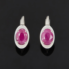 Серьги рубин Мьянма (серебро 925 пр. родир. бел.) огранка