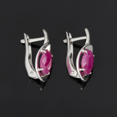 Серьги рубин Мьянма (серебро 925 пр. родир. бел.) огранка