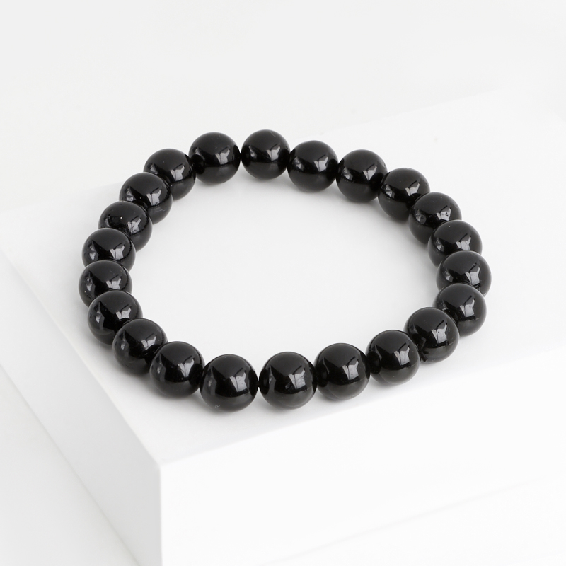 Браслет турмалин черный (шерл) Бразилия 8&nbsp;мм 18&nbsp;см