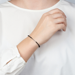 Браслет турмалин черный (шерл) Бразилия (сталь хир.) огранка 3 мм 18 см (+3 см)