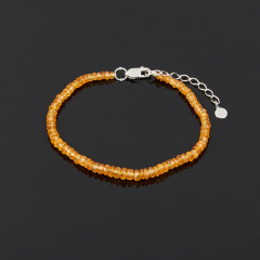 Браслет гранат спессартин Бразилия (серебро 925 пр. родир. бел.) огранка 16 см (+3 см)